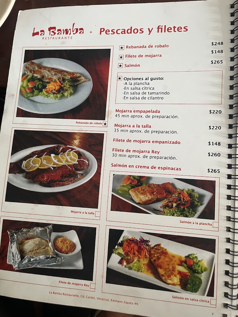 LA BAMBA MARISCOS S A DE C V Menu - Image 2